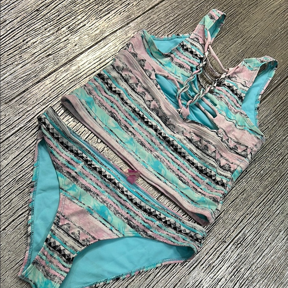 YMI Kids Swim Bikini - Pink and Blue Stripes